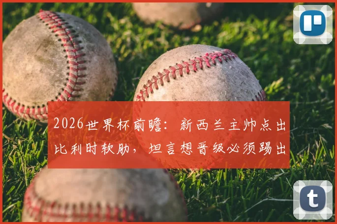 2026世界杯前瞻：新西兰主帅点出比利时软肋，坦言想晋级必须踢出完美一战，球队目标与压力全解析